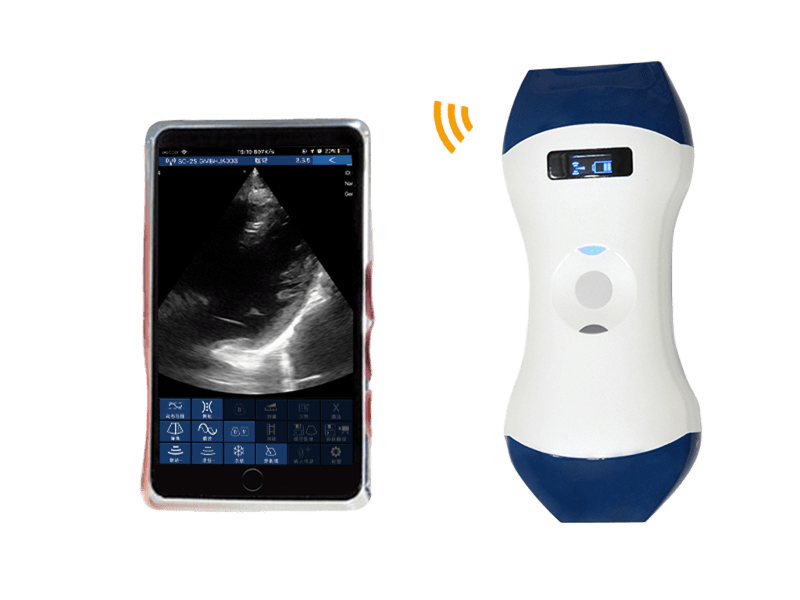 Bezprzewodowa ręczna sonda ultradźwiękowa FDA CE ISO13485 wielkości dłoni z układem fazowym i podwójną głowicą liniową do POCUS